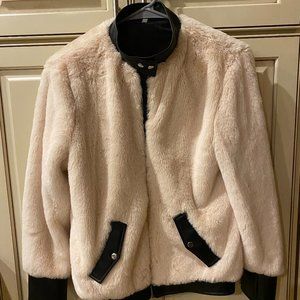 FAUX FUR + LEATHER BOMBER